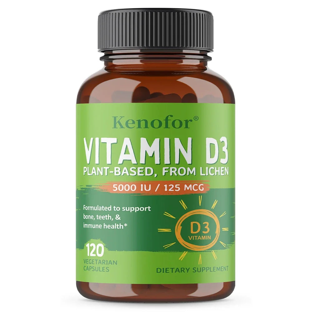Vitamin D3 5000IU Capsules - Support Brain, Heart, Joint, Bone & Skin Health, Antioxidant, Immunity Boost Supplement