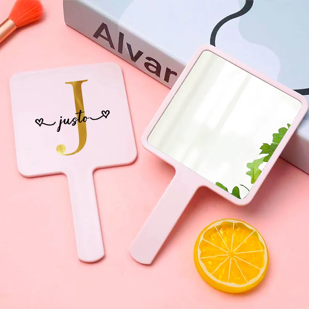 Customized Name Handheld Makeup Mirror Portable Vanity Mirror Personalized Compact Mirror Beauty Tools Engraved for Travel Use