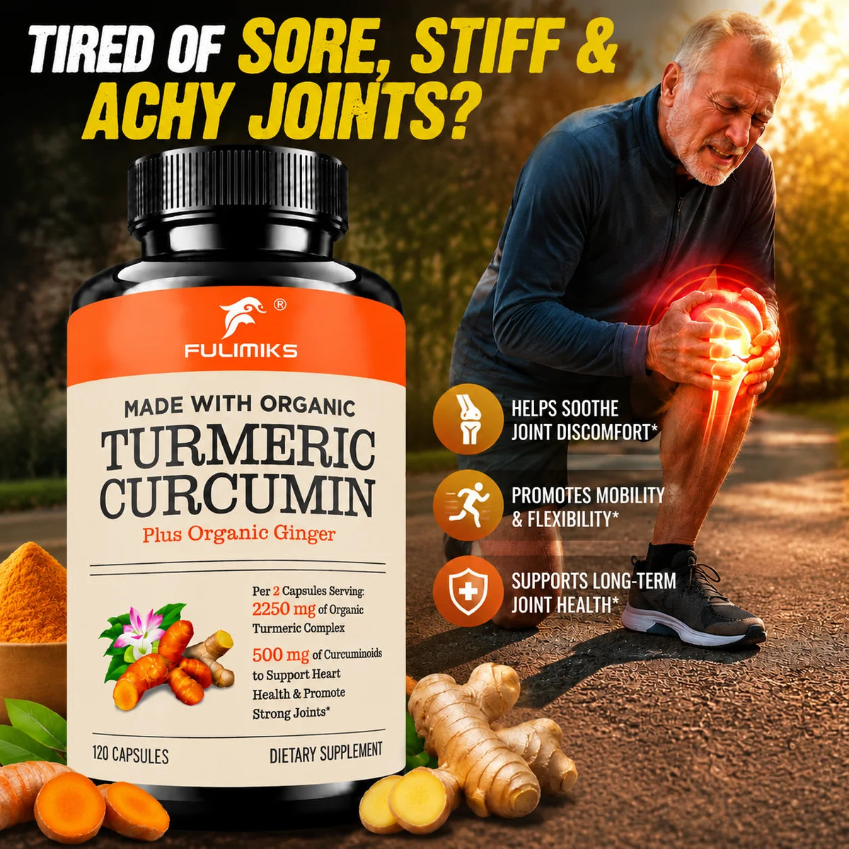 Curcumin Turmeric 2250mg, Advanced Absorption,with Curcuminoids, BioPerine Black Pepper Extract, Joint, Immune Health Support