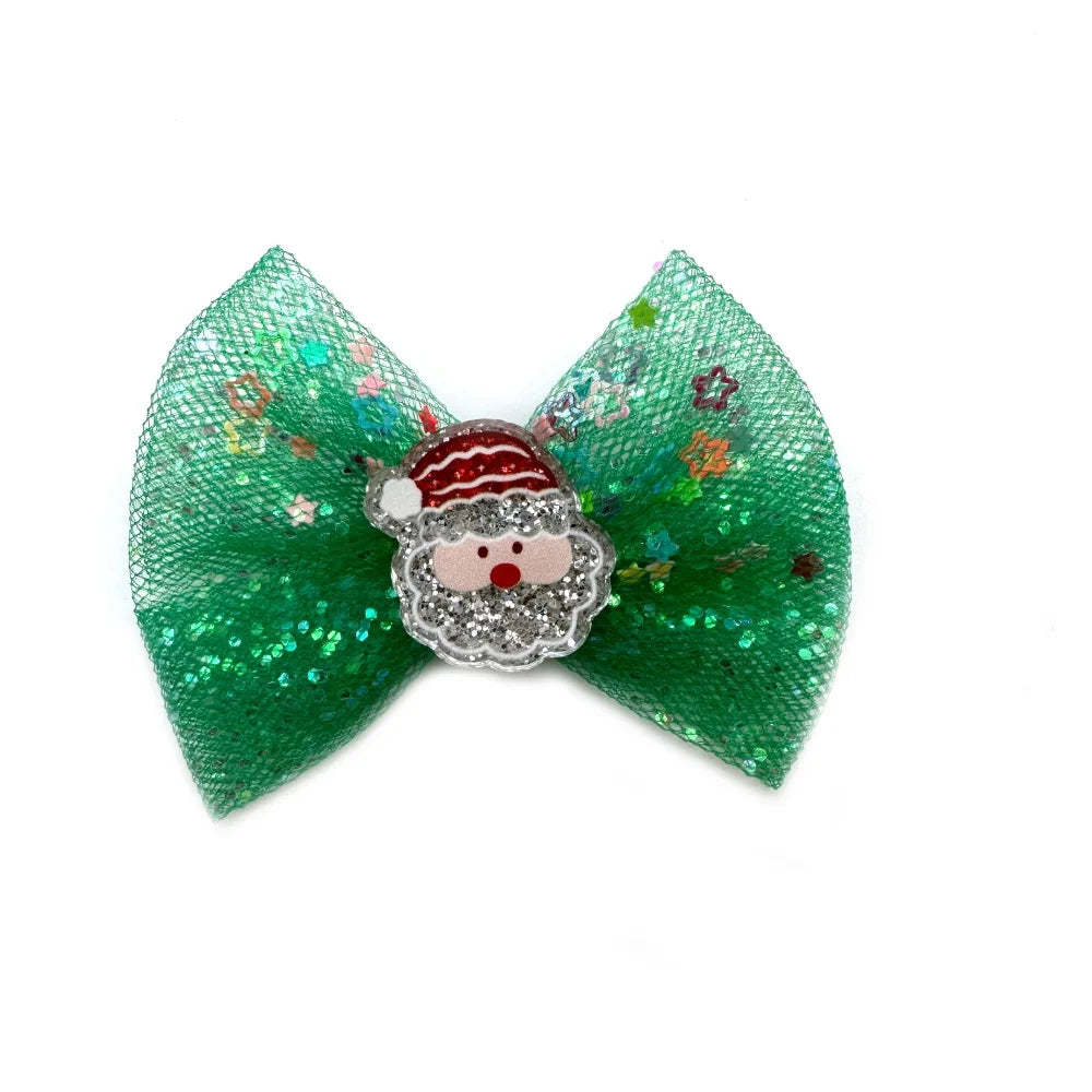 50pcs Christmas Small Dog Grooming Bows Rubber Bands for Dogs Xmas Pet Dog Hair Bow for Grooming Small Dog Cat Hair Accessories