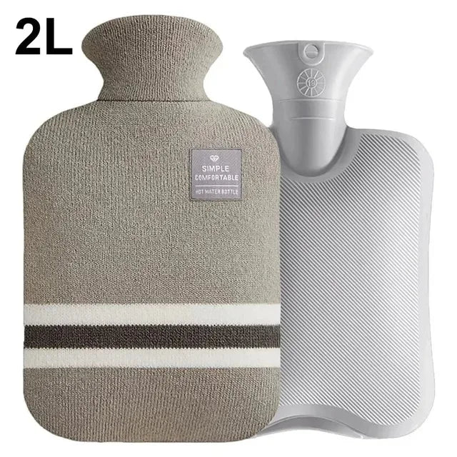 Hot Water Bottle with Knitted Cover Durable 1L/2L Hot Water Bag for Pain Relief Hot Cold Therapy Hand Feet Warmer Women Gifts