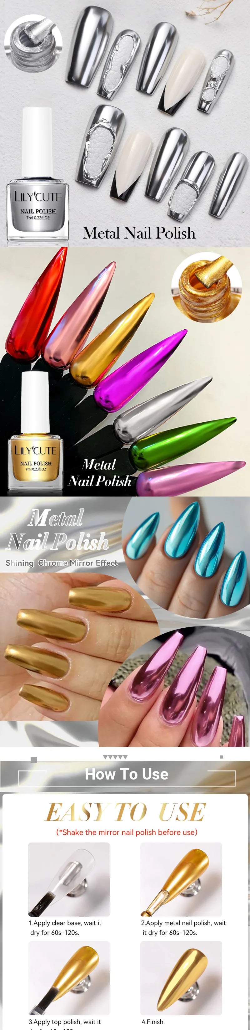 LILYCUTE 7ml Auroras Glitter Nail Polish No Need of UV/LED Lamp Nail Supplies Vernis White Pink Silver Pearl Effect for Nails