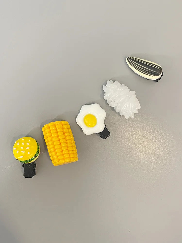Funny Novelty Hair Pin For Baby Girl Hair Accessories Simulation Food Sunflower Seeds Egg Pinches For Hair Girl Hair Hooks Clips