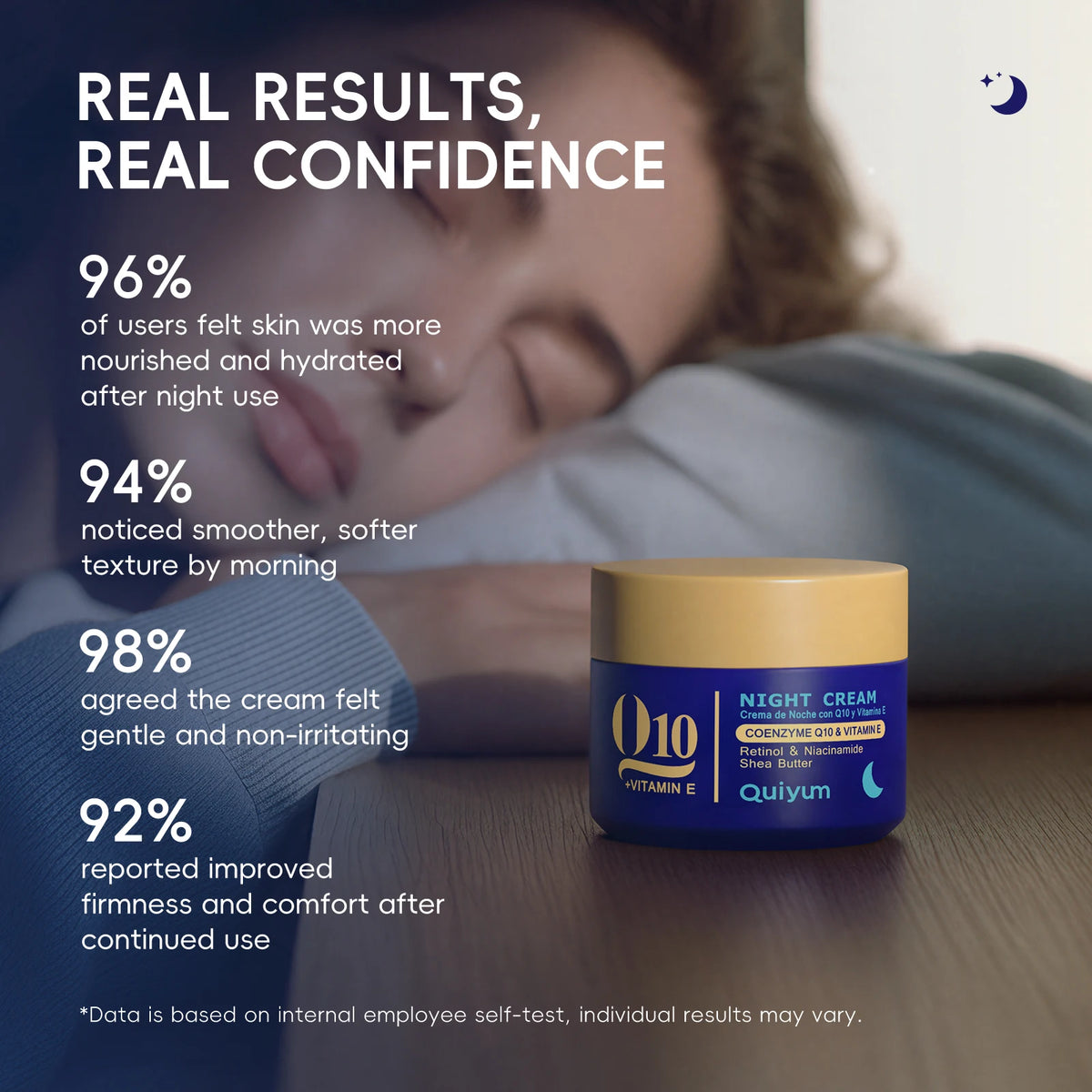 QUIYUM 6Pcs Coenzyme Q10 Vitamin E Anti-Aging Skincare Set, Cleanser Toner Serum Eye Cream Day Night Cream Hydrating Facial Kit