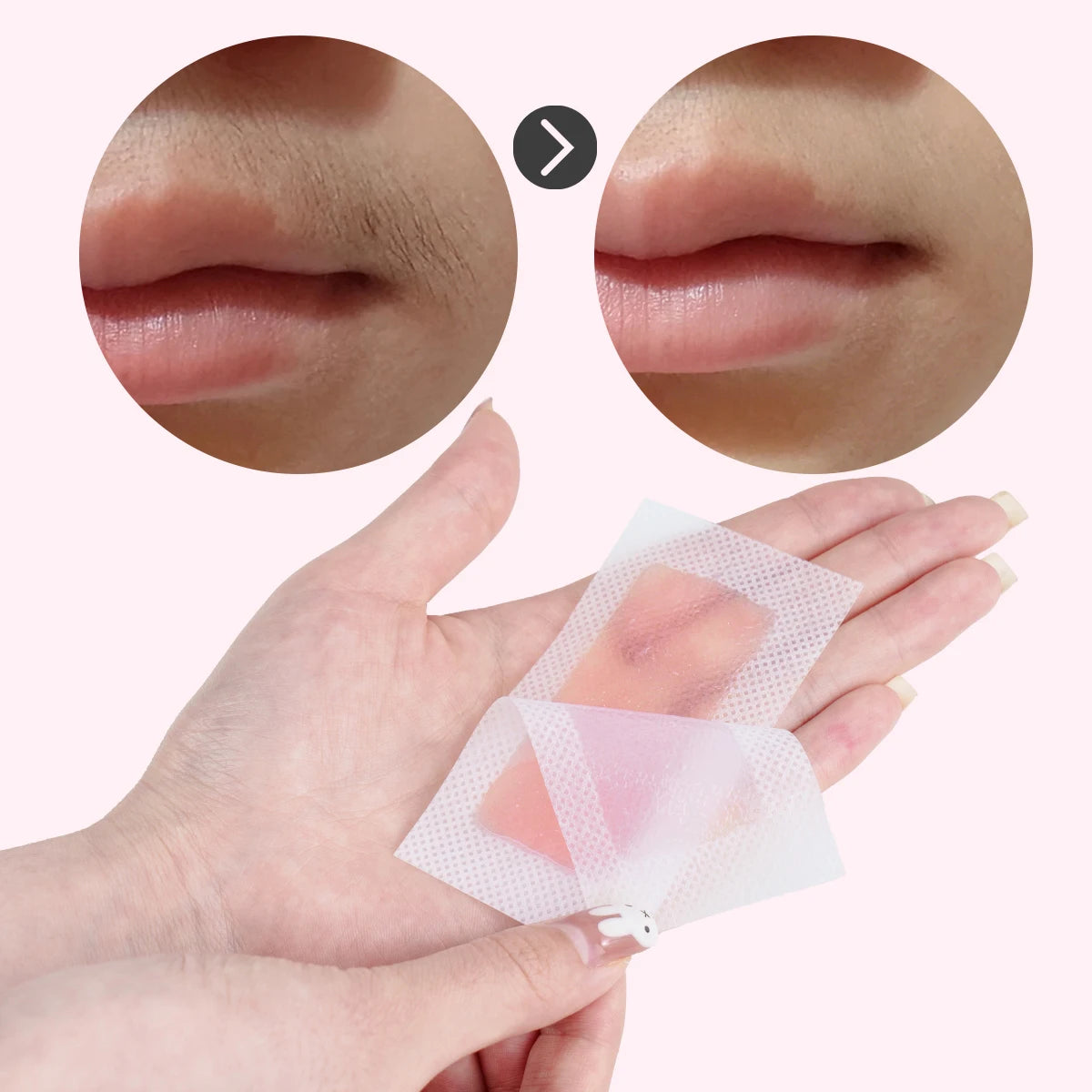 20 Sheets (10 Double-sided) Rose Scent Hair Removal Wax Strips, Facial & Body Depilatory Kit for Eyebrow, Upper Lip, Cheek, Fing