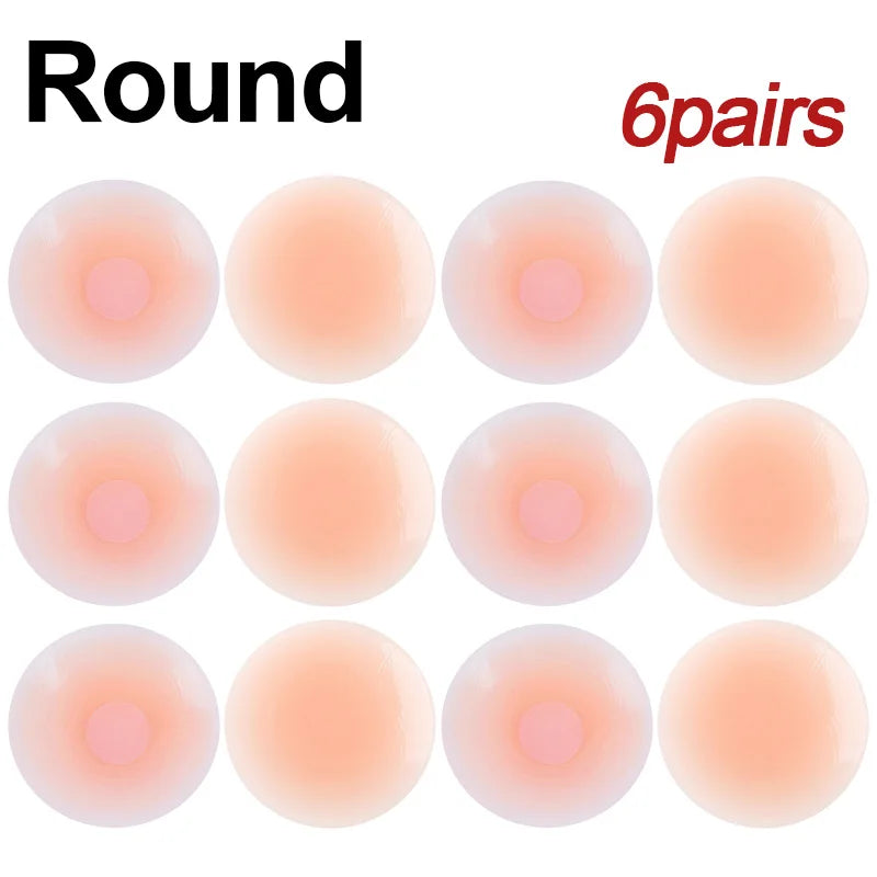 Round Reusable Breast Petals Lift Invisible Silicone Bra-less Pasties Pad Nipple Cover Invisible Petal Adhesive Stick on Bra