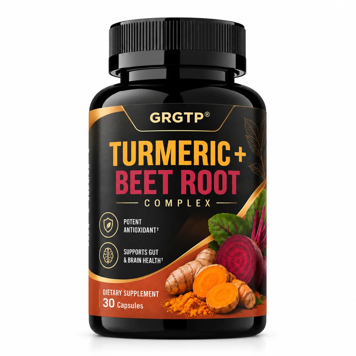 Turmeric + Beet Root Complex - Antioxidant, Blood Circulation,Natural Energy and Overall Vitality, Supports Gut and Brain Health