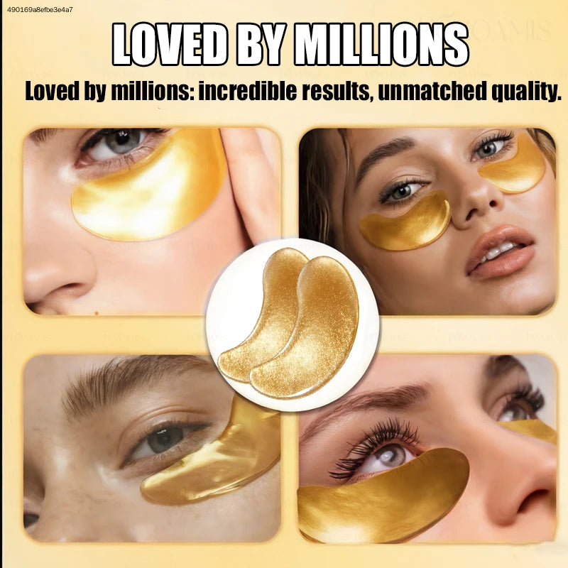 24K Gold Collagen Gel Eye Mask Anti-Aging Under Eye Patches Firming Moisturizing Pads for Wrinkle Dark Circle Eyebag Removal US Fast Delivery 60pcs