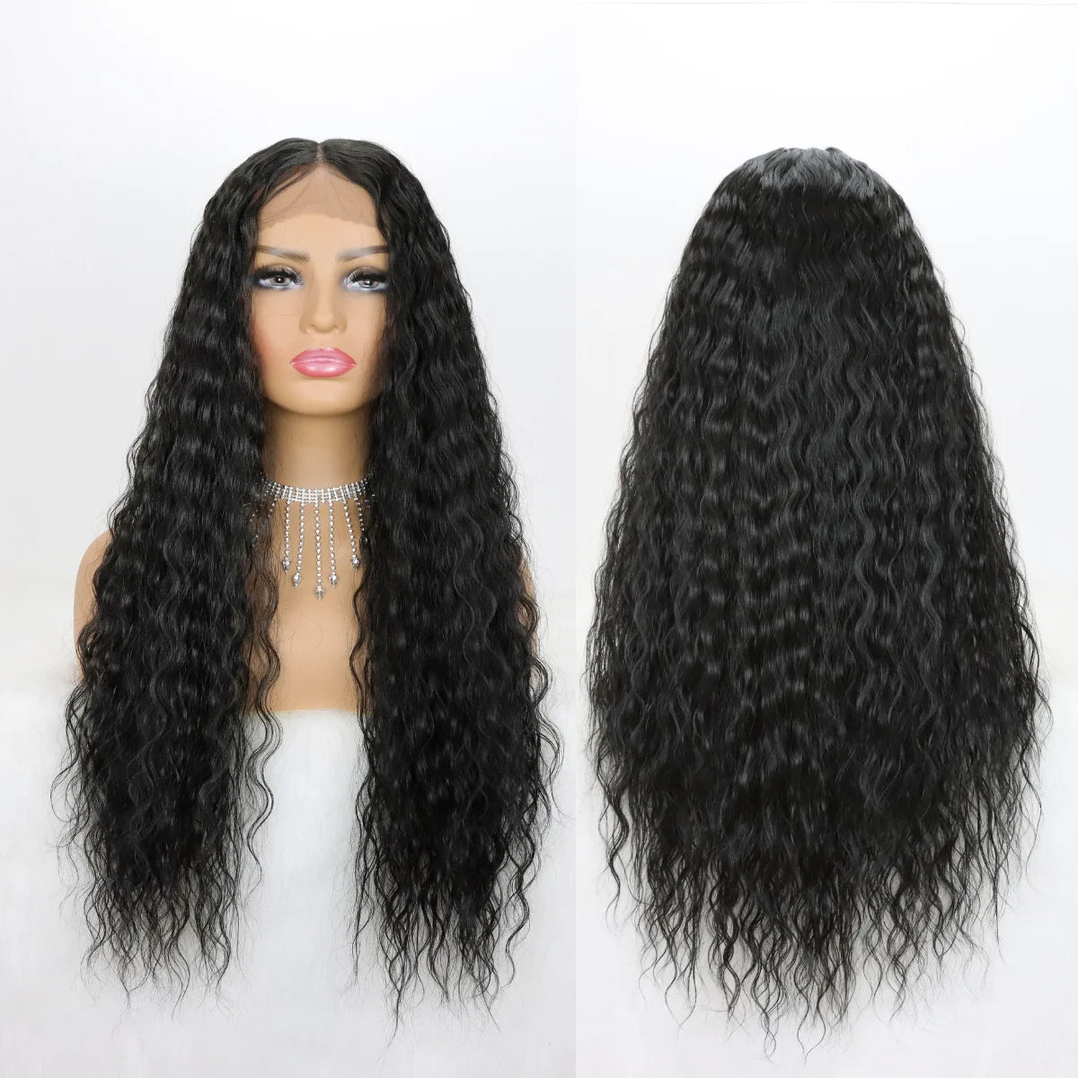 Long Curly Synthetic Lace Front Wigs Honey Blonde Wigs for Women Loose Deep Wave Wig Natural Looking Crimps Heat Resistant Hair