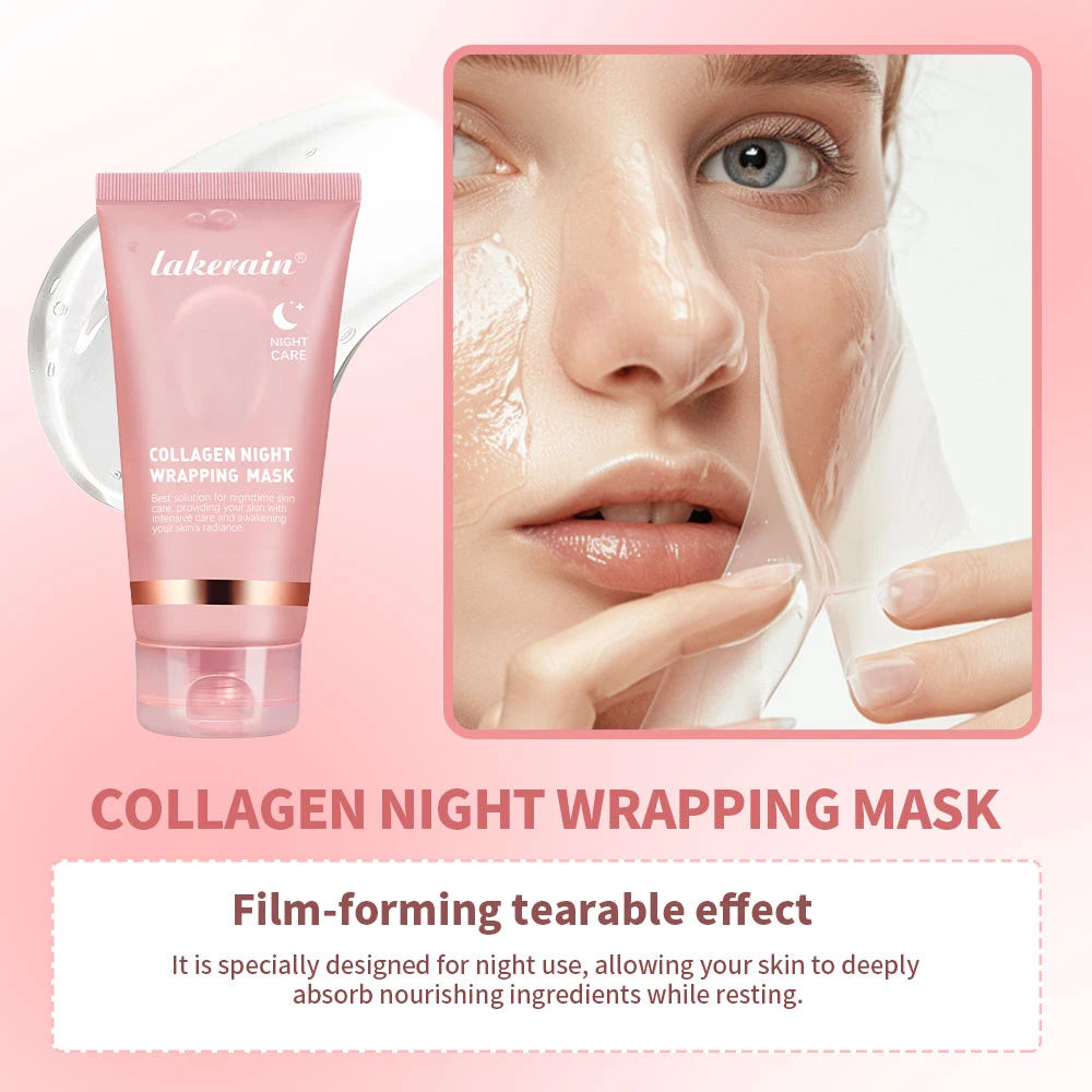 Peel Off Overnight Facial Mask Collagen Jelly Cream Night Wrapping Mask Sheet Mask Hydrating Moisturizing Facial Christmas Gift