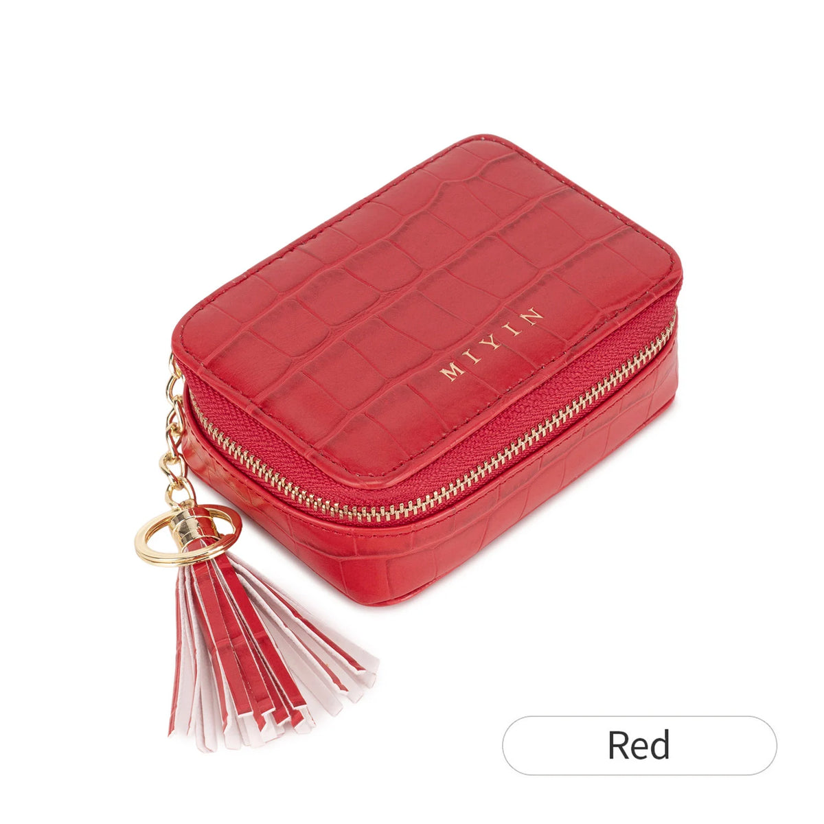 Mini Lipstick Makeup Bag Multifunctional Portable Travel Organizer Crocodile-Patterned PU Leather Womens Toiletry Bag Coin Purse