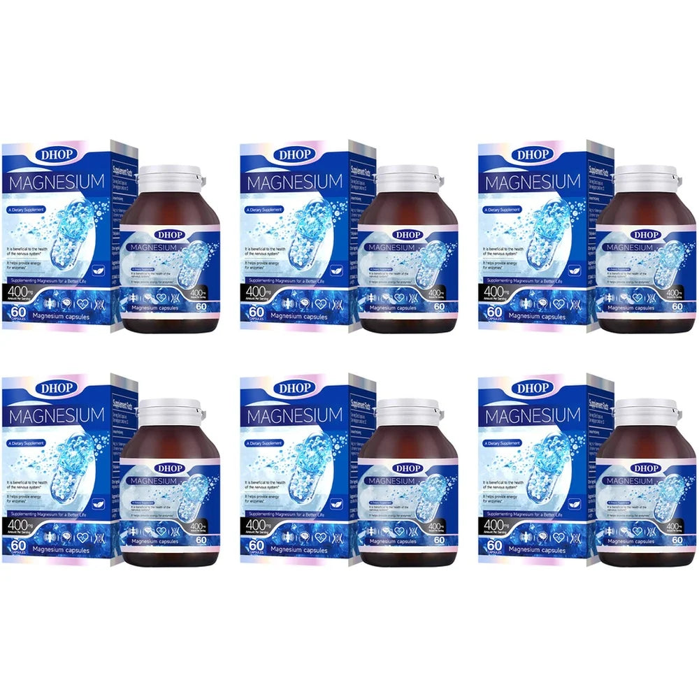 DHOP Magnesium Capsules 400mg 60 Count Bone Health Muscle Function Sleep Wellness Nervous System Support Supplement for Adults