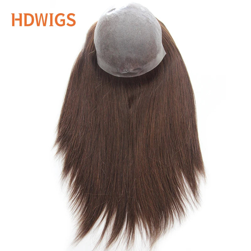 Women Toupee Human Hair Wigs Straight Vloop Human Hair System Replacement Thin Skin Full PU Hairpiece Invisible Natural Hairline