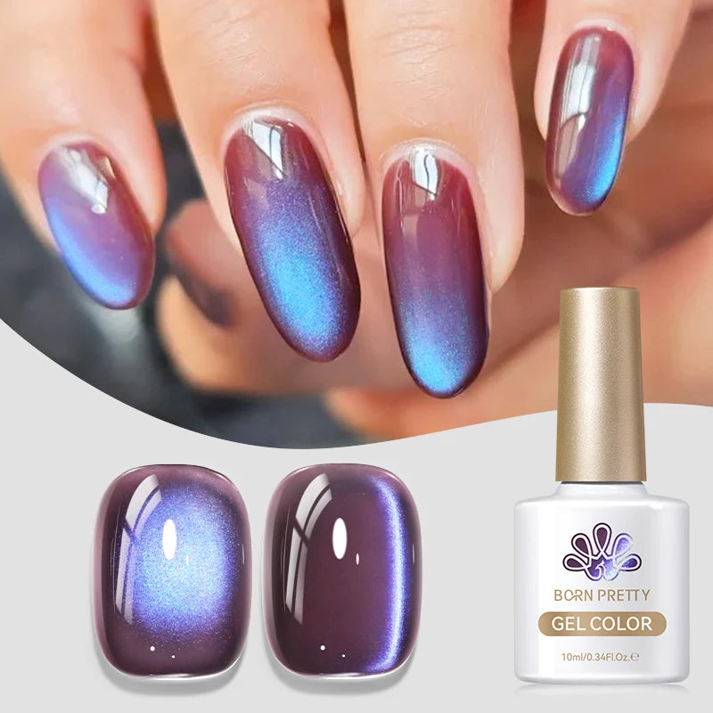 BORN PRETTY 10ml Purple Black Green Cat Magnetic Gel Ultra Shine Semi Permanent Soak Off UV Gel Summer Nail Art Varnish