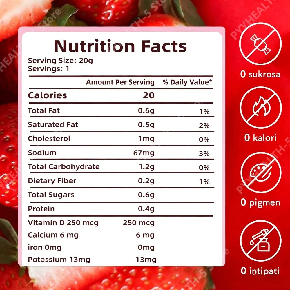 BIYODE Beauty Milk Strawberry Collagen Glutathione Powder Sachets Skin Glow Support with Vitamin D and Calcium, 10 Sachets