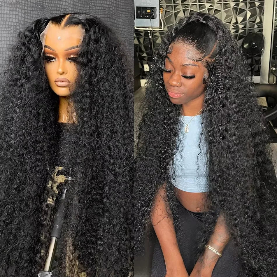 250% Curly Deep Water Wave 13x4 HD Lace Front Wigs PrePlucked Brazilian 100% Human Hair 13x6 Lace Frontal Closure Wig 32 34 Inch