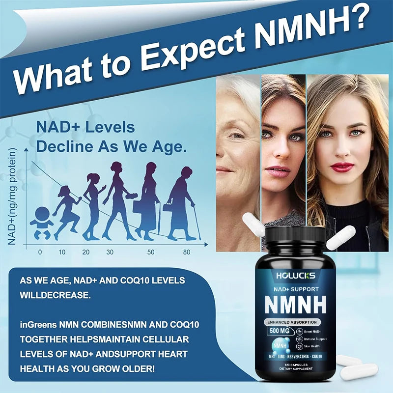 Premium 5-in-1 NMNH Supplement, with, Nicotinamide Riboside, TMG, Resveratrol, C0Q10, Support Immunity, Longevity & Vitality