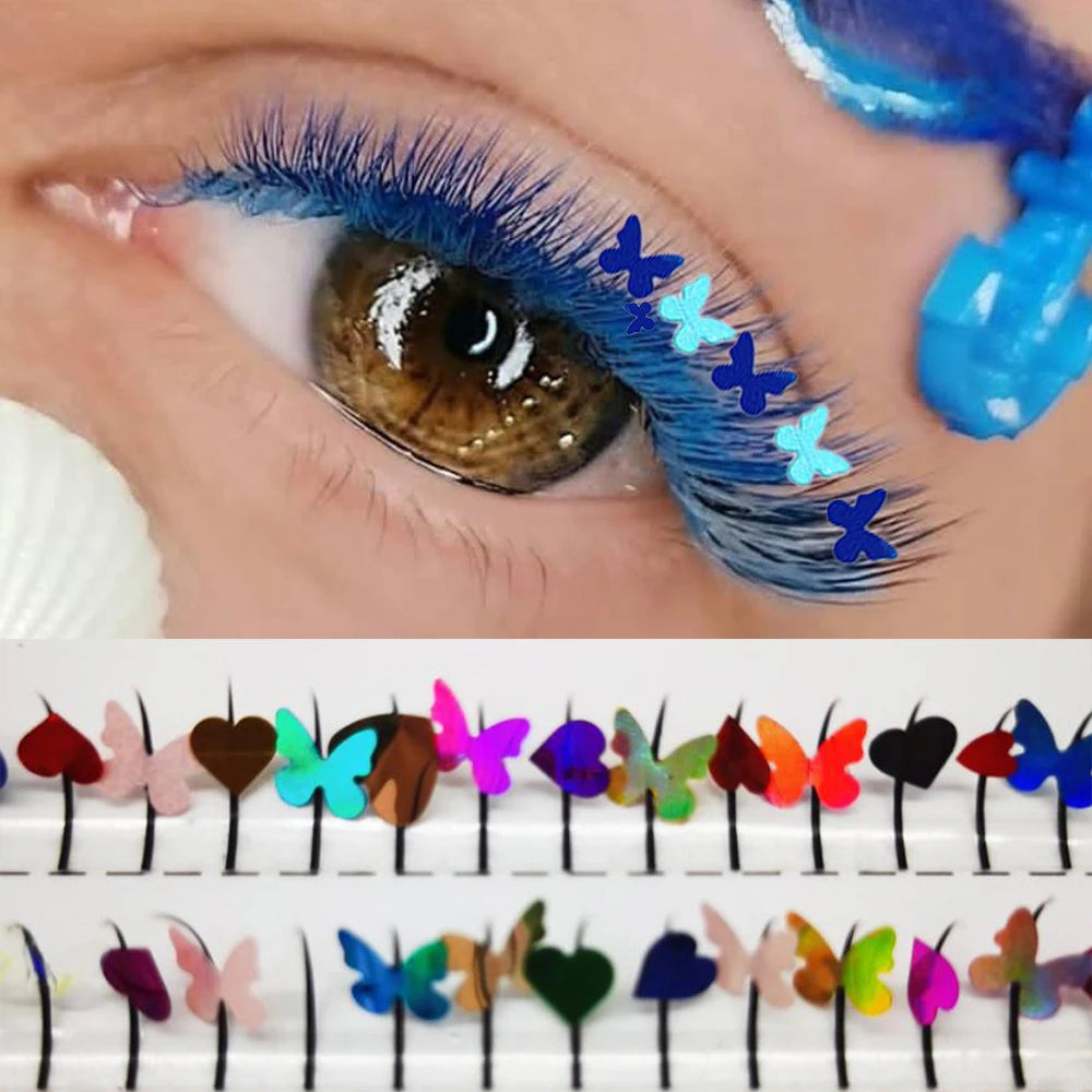 Domi Glitter False Eyelashes Butterfly Flower Colorful Diamond Individual Fairy Spike Lash For Halloween Christmas Party Makeup