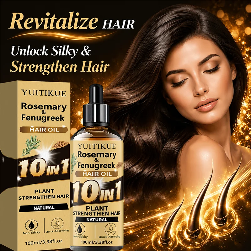 10‑in‑1 Herbal Hair Essential Oil Rosemary Fenugreek Extract Hydrating Nourish Scalp Moisturizer Silky Shine Hair‑Care Serum