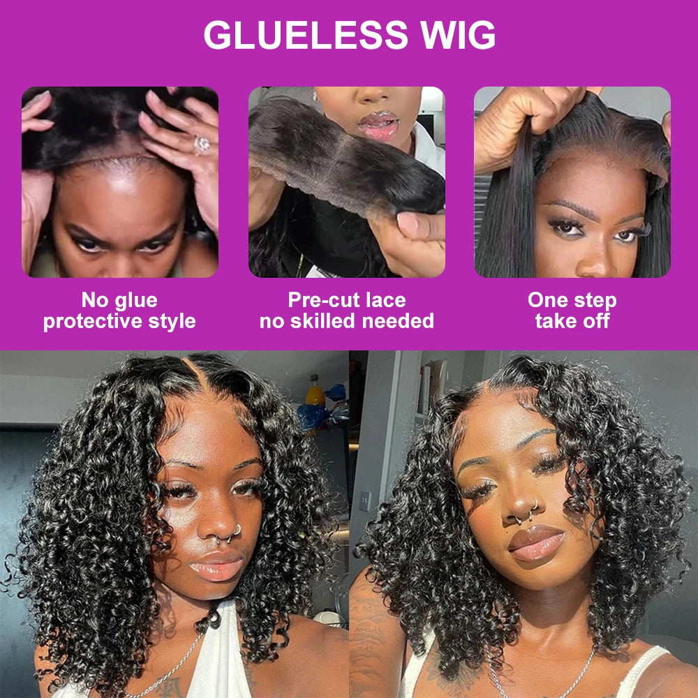 Brazilian Water Curly Lace Front Wig Short Bob Glueless Wigs Human Hair Deep Wave 13X6 Hd Lace Frontal Wig For Women 250 Density