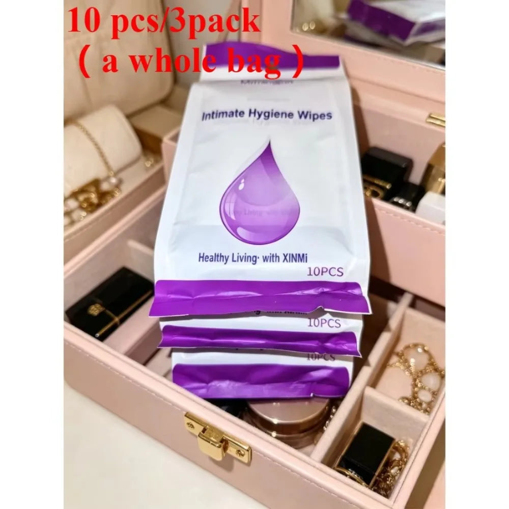 Feminine Intimate Wipes; Intimate Cleaning and Antibacterial Use Outdoors; Individually Wrapped for Easy Carrying and Storage.