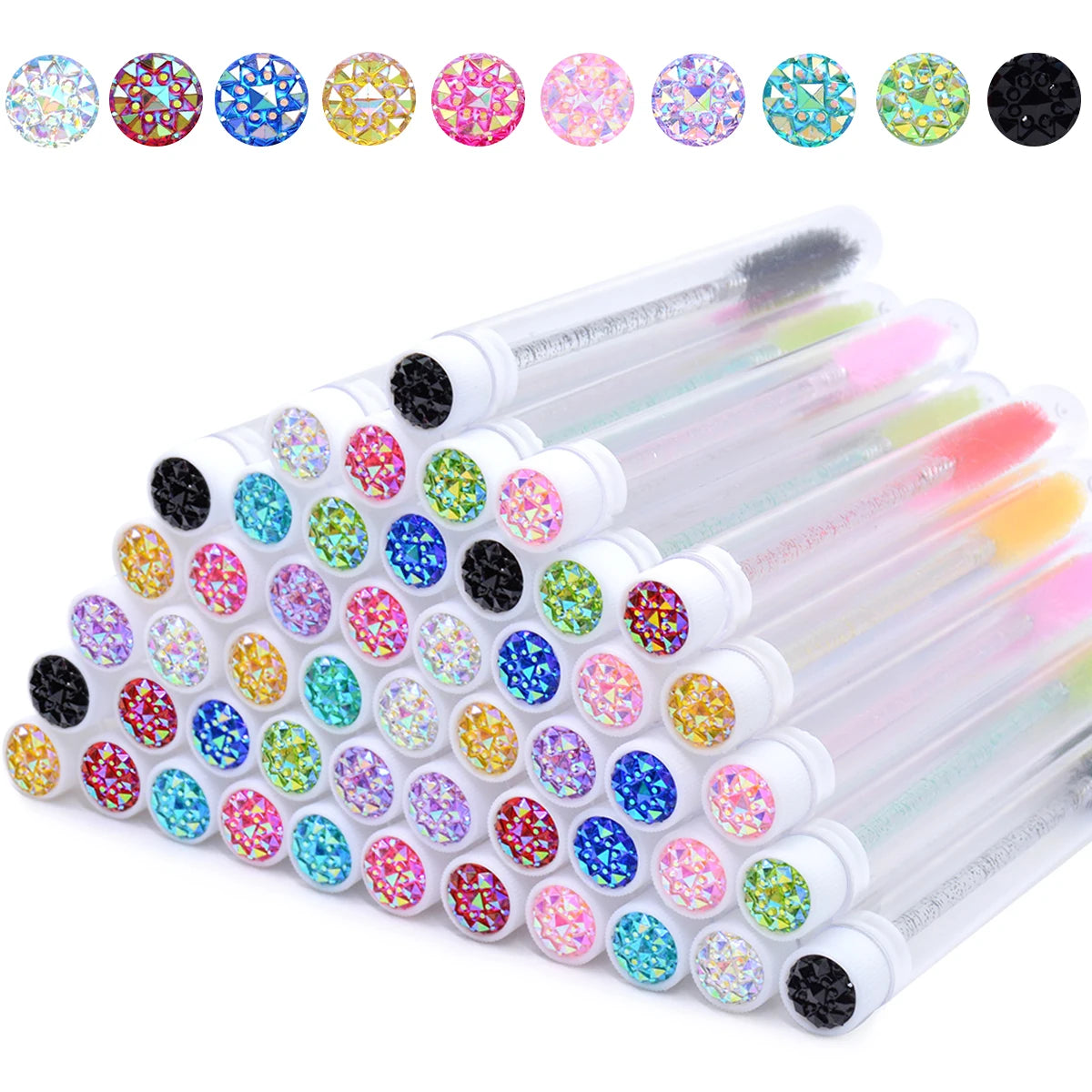 20Pcs Eyelash Extension Brushes With Tubes Lash Mascara Wands Eyebrow Comb Spoolies Container Disposable Makeup Tool Applicator