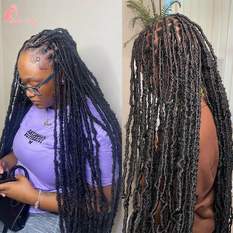 Long 40" Synthetic Knotless Braided Wigs Dreadlock Locs Braids Wigs for Black Women Twist Box Braids Full Lace Front Wig African