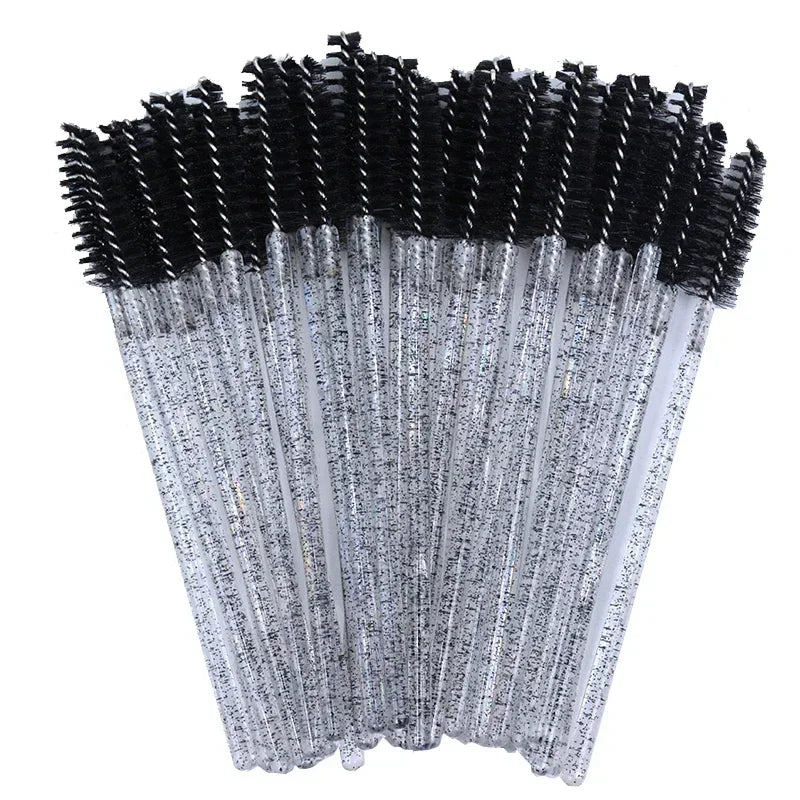 2025 Trend 100Pcs Disposable Mascara Wands -Lash Spoolies, Crystal Eyebrow Brush for Eyelash Extensions & Makeup Grooming