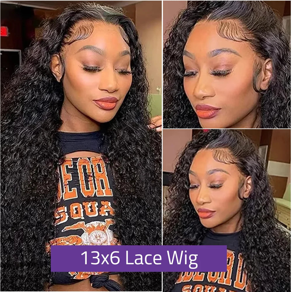 Deep Wave 13x6 HD Lace Front Human Hair Wig 200% Density Loose Water Curly 360 Full 5x5 Glueless Lace Frontal Wigs for Women