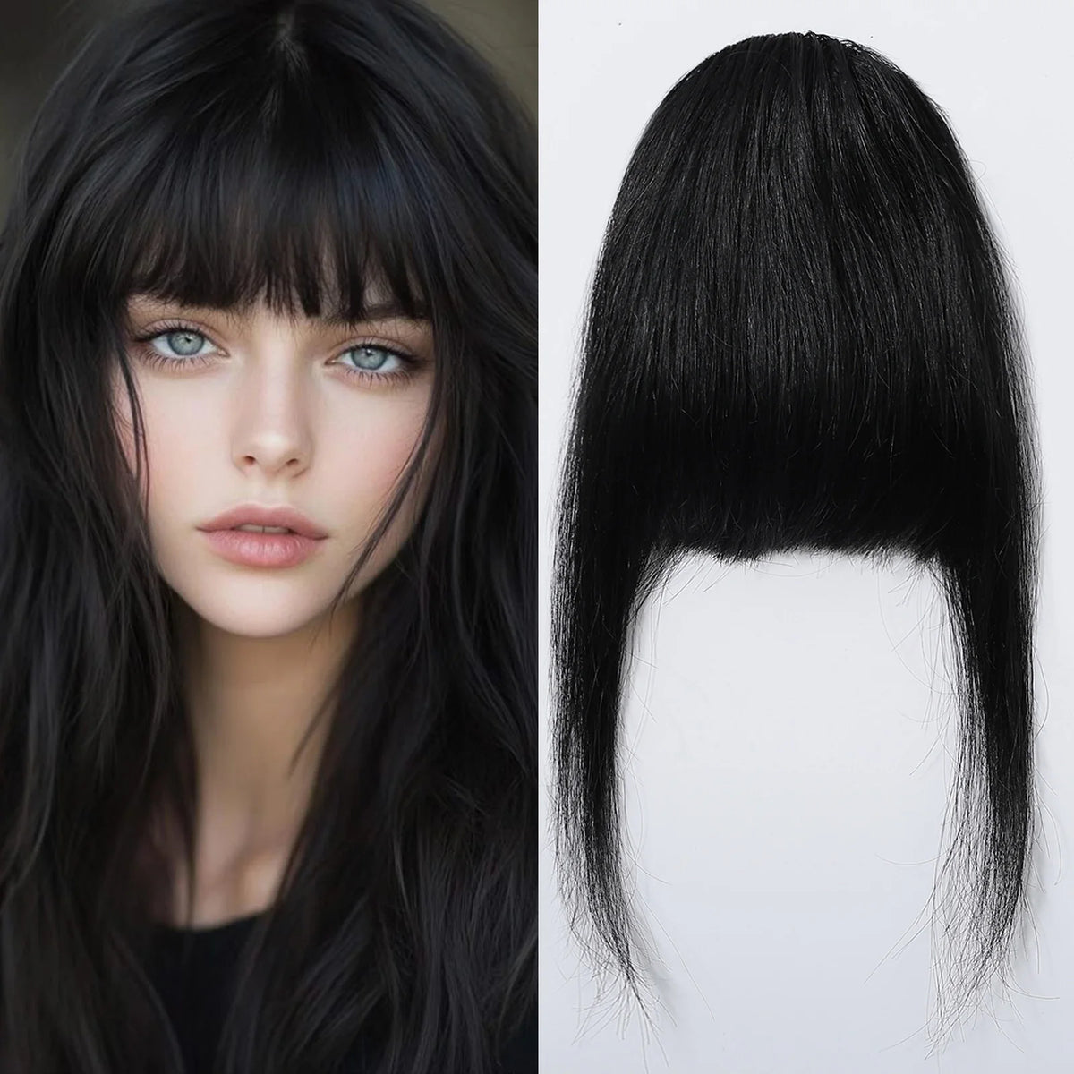 100% Human Hair Bangs Blonde Brown Wispy Bang Hair Clip in Bangs Fringe with Temples Hairpiece for Women Clip on Air Bang 4.5in