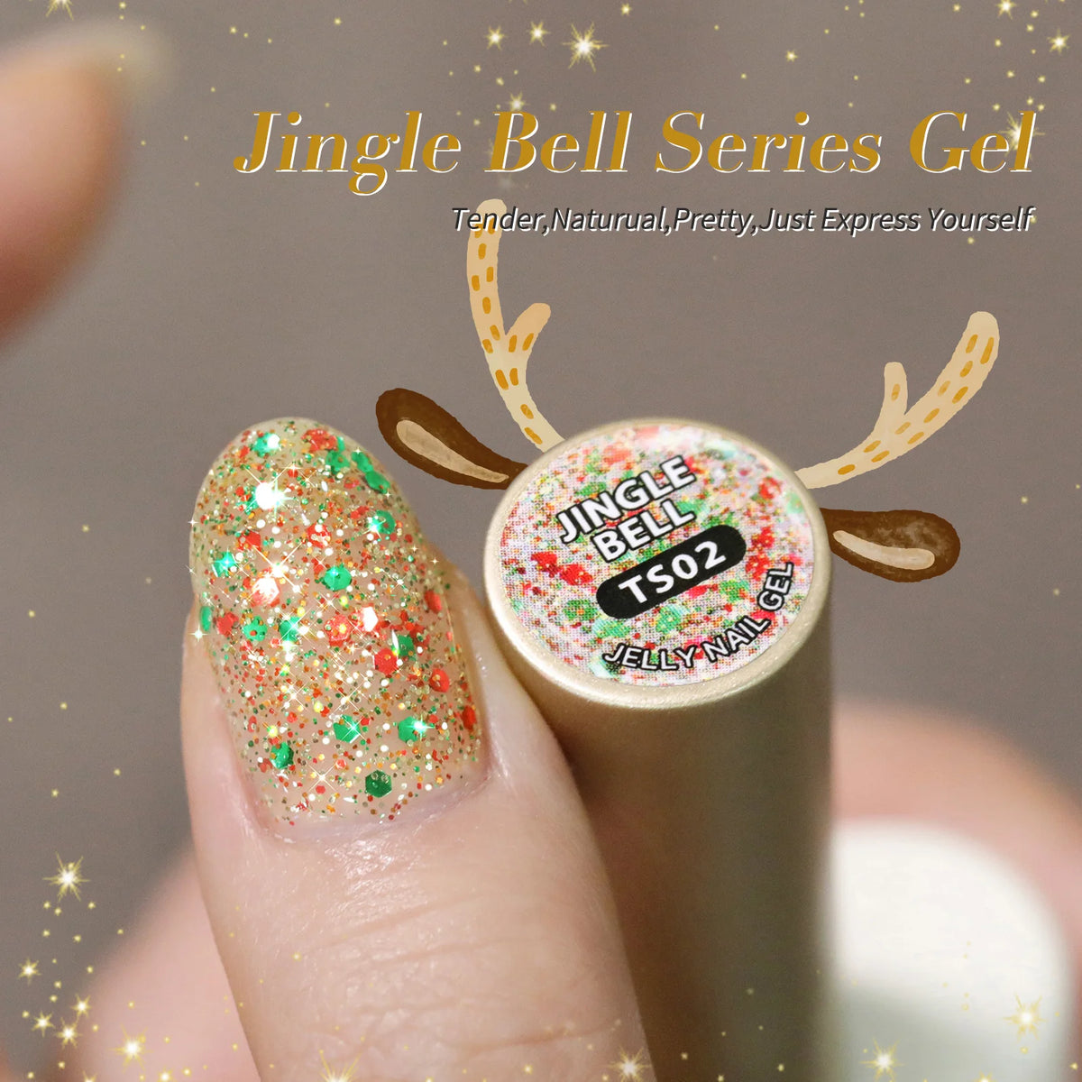 BORN PRETTY 1 Bottle 15ml Gold Sequins Jelly Gel Polish Christmas Semi Permanent Nail Art Manicure Soak Off UV Gel Nail Supplies
