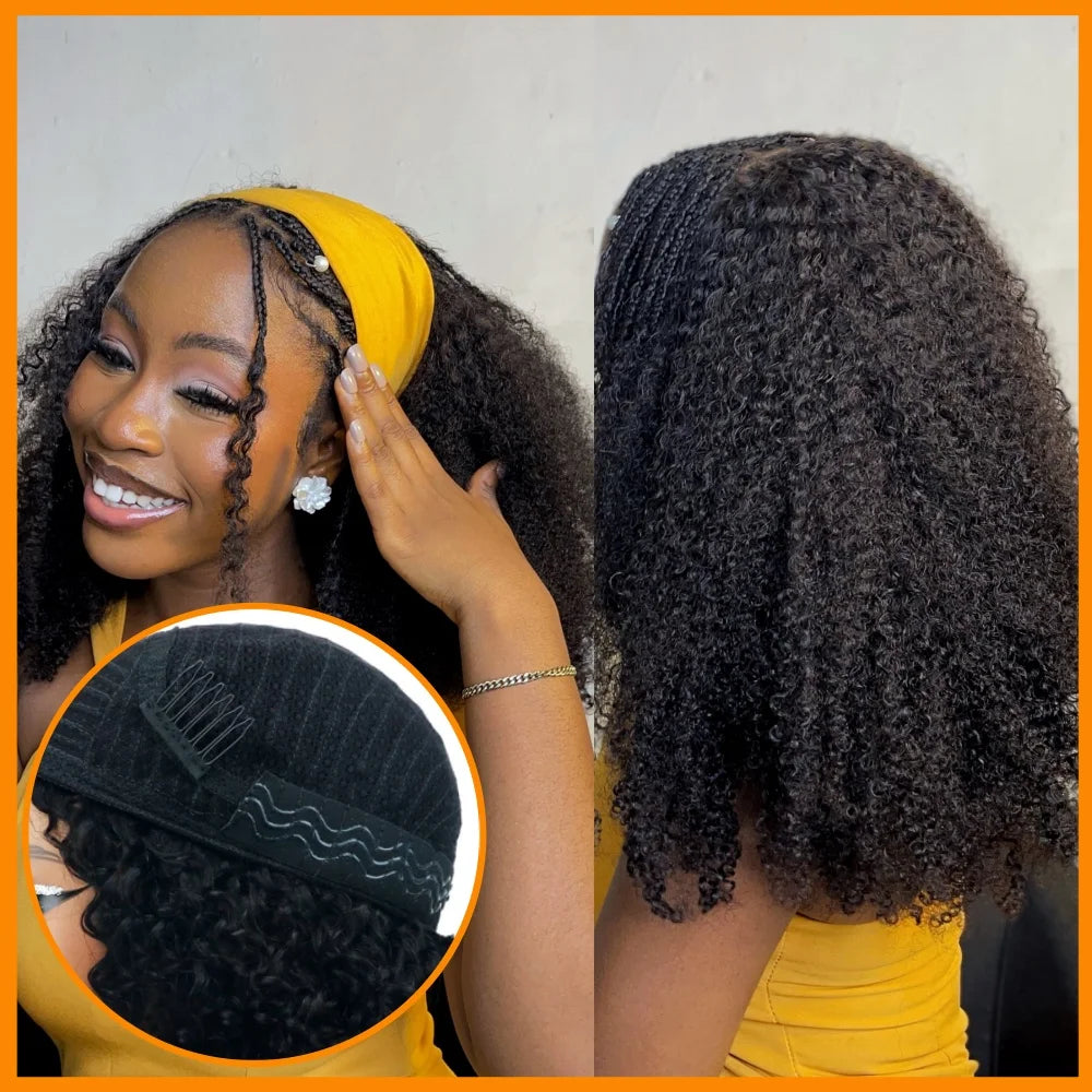 300% Millionaire Queen Half Wigs Wear and Go Beginner Friendly Headband Wig Pixie Curly Half Wig Clip Ins Flip Over Glueless Wig