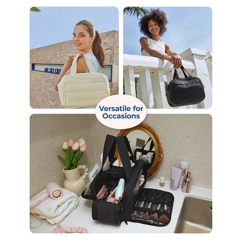 Large capacity waterproof makeup and toiletries handbag for women's travel bathroom shower and makeup storage bag