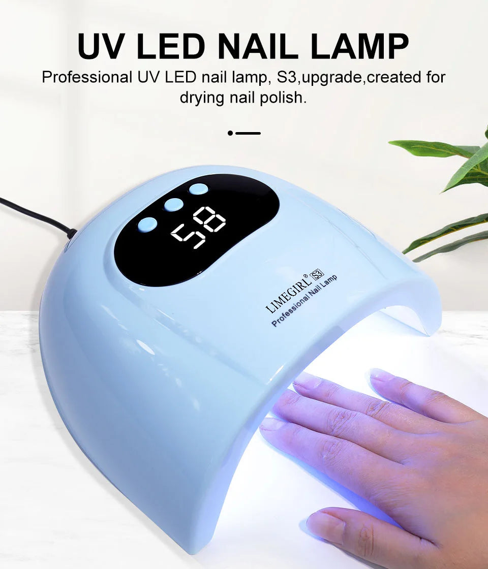 LIMEGIRL 24LED UV Lamp for Nails Gel Polish Varnish Drying With LED Display And Motion Sensing Professional Manicure UV Lamp for Acrylic Resin Dryer Home Use Tool