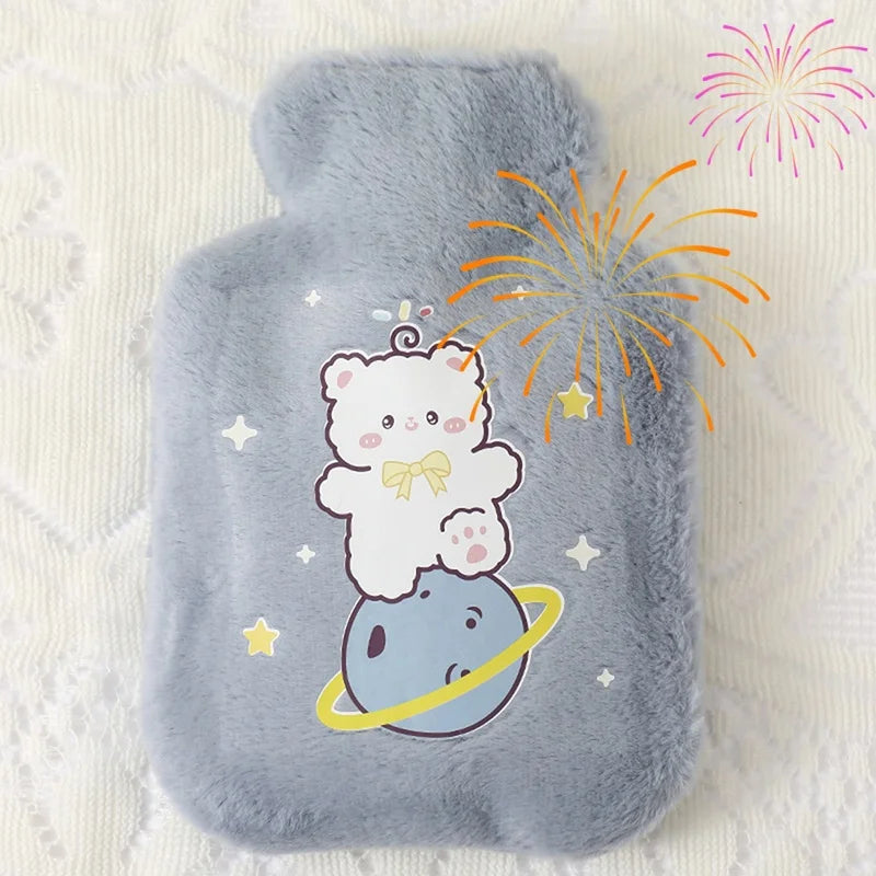 Kawaii Hot Water Bags Cute Plush Rubber Hand and Foot Belly Warmer Explosion-proof Hot Water Bottles for Women Period Pain