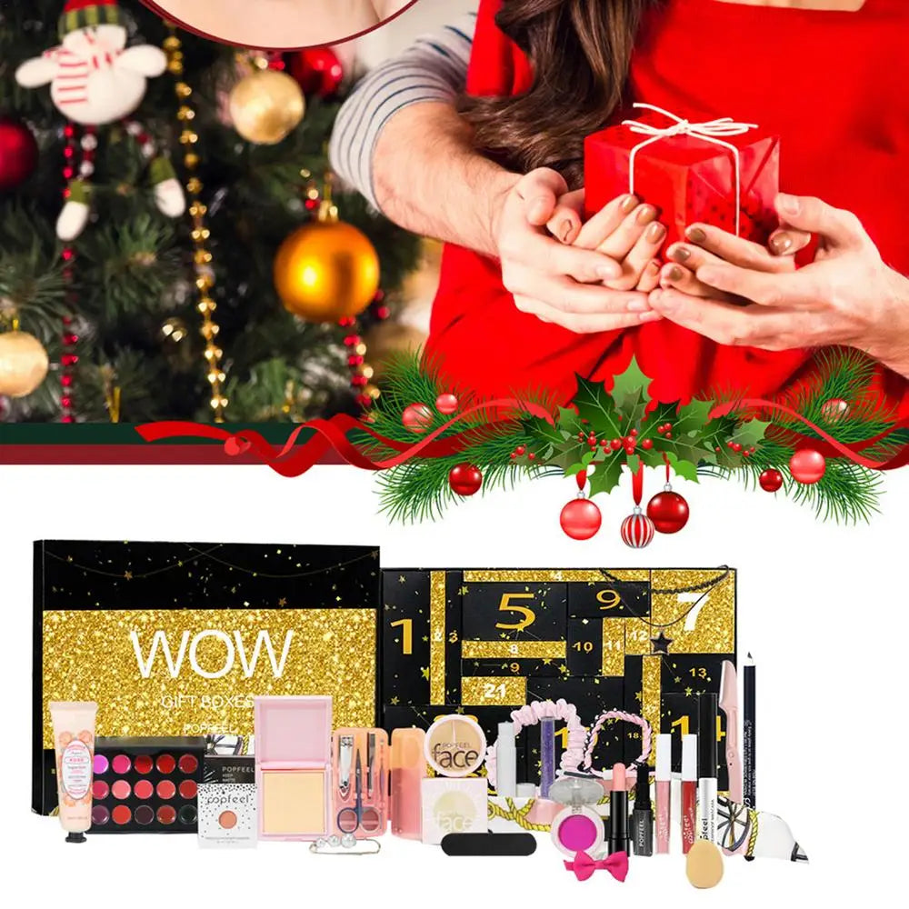 Christmas Advent Calendar Makeup Set Gift Box Christmas Lipstick Eyeshadow Cosmetics Set Party Makeup Gift Box For Women female