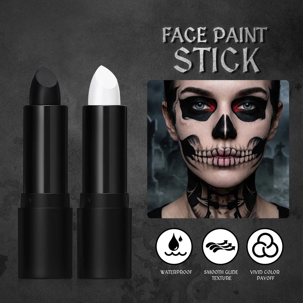 Halloween Gothic Makeup Kit Storage Bag Dark Cream Blush Black White Face Paint Stick Cosplay Party Festival Face Body Makeup