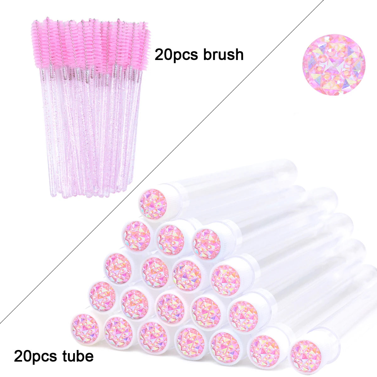 20Pcs Eyelash Extension Brushes With Tubes Lash Mascara Wands Eyebrow Comb Spoolies Container Disposable Makeup Tool Applicator