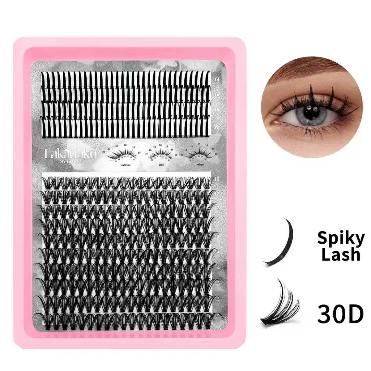 LAKANAKU Manga DIY Lashes Book Lash Cluster Tray Bottom Clusters Volume Set Eyelash Extensions Individual Eyelashes