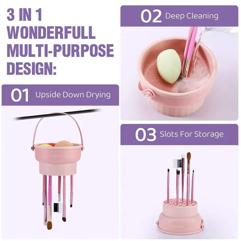 Makeup Brush Cleaning Bucket Washing and Drying Tools Beauty Makeup Powder Puff Cleaning Artifacts Drying Rack Storage Box