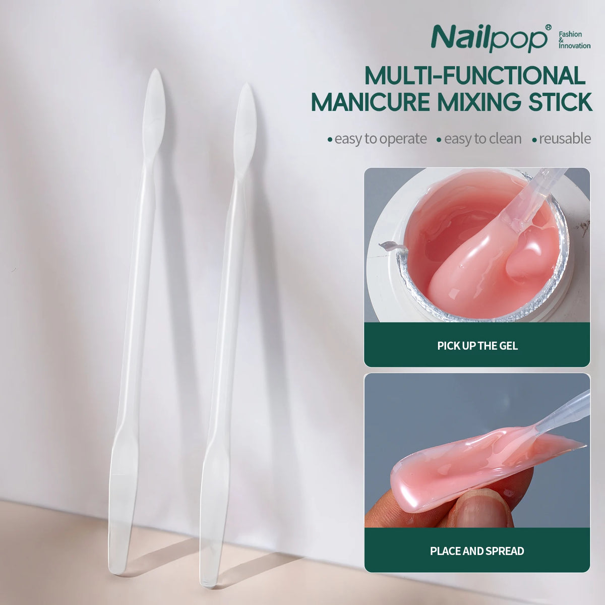 Nailpop Dual Head Nail Art Stirring Stick For Taking Nail Gel Liquid Dual Head Design Stirring Stick For Salon Nail Art Home DIY