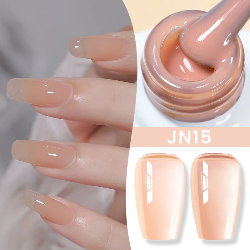 BORN PRETTY Jelly Nude Gel Nail Polish 10ml Light Pink Peach Translucent Color UV Light Cure Gel Varnish Nail Art DIY at Home