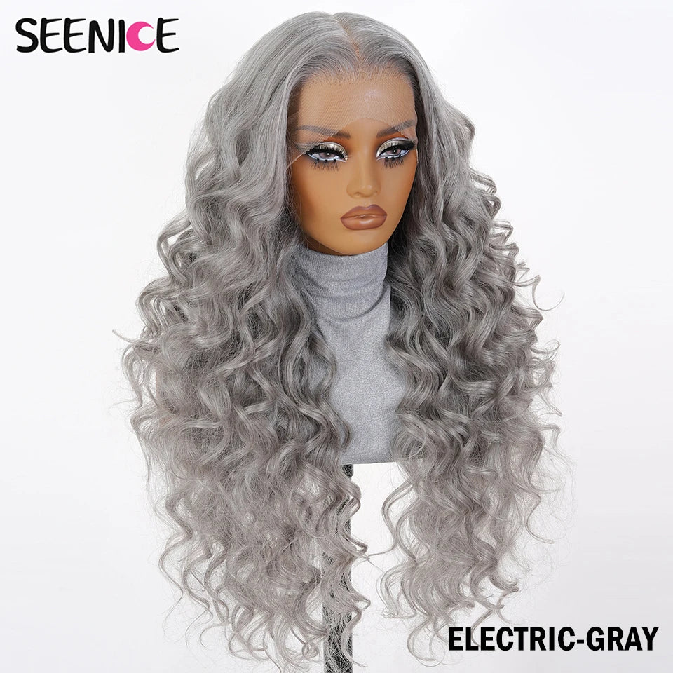 13x6 HD Synthetic Blend Lace Front Wig 30 Inch Long Deep Wavy Ombre Blonde Ginger for Afro Women Heat Resistant Cosplay Wig