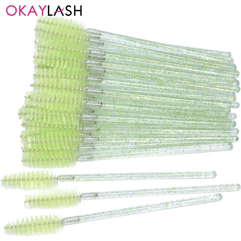 50pcs Crystal Eyelash Brushes With Contianer Disposable Lash Mascara Wands In Case Micro Makeup Applicators  Beauty Tools