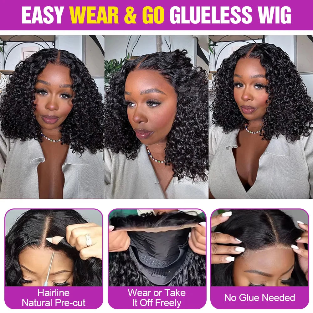 Brazilian Water Curly Lace Front Wig Short Bob Glueless Wigs Human Hair Deep Wave 13X6 Hd Lace Frontal Wig For Women 250 Density