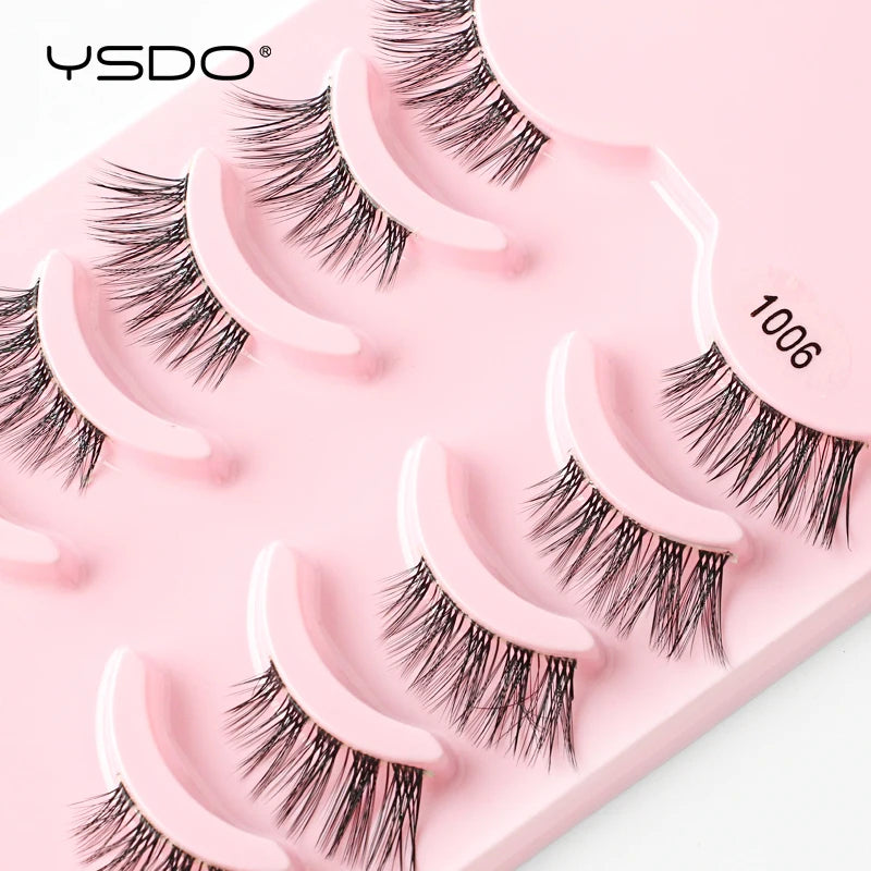 YSDO 5/10 Pairs Natural Eyelash Extension Hand Made Maquilagem Fluffy Fake Half Lashes Soft 3D Mink Lashes Makeup Faux Cilios
