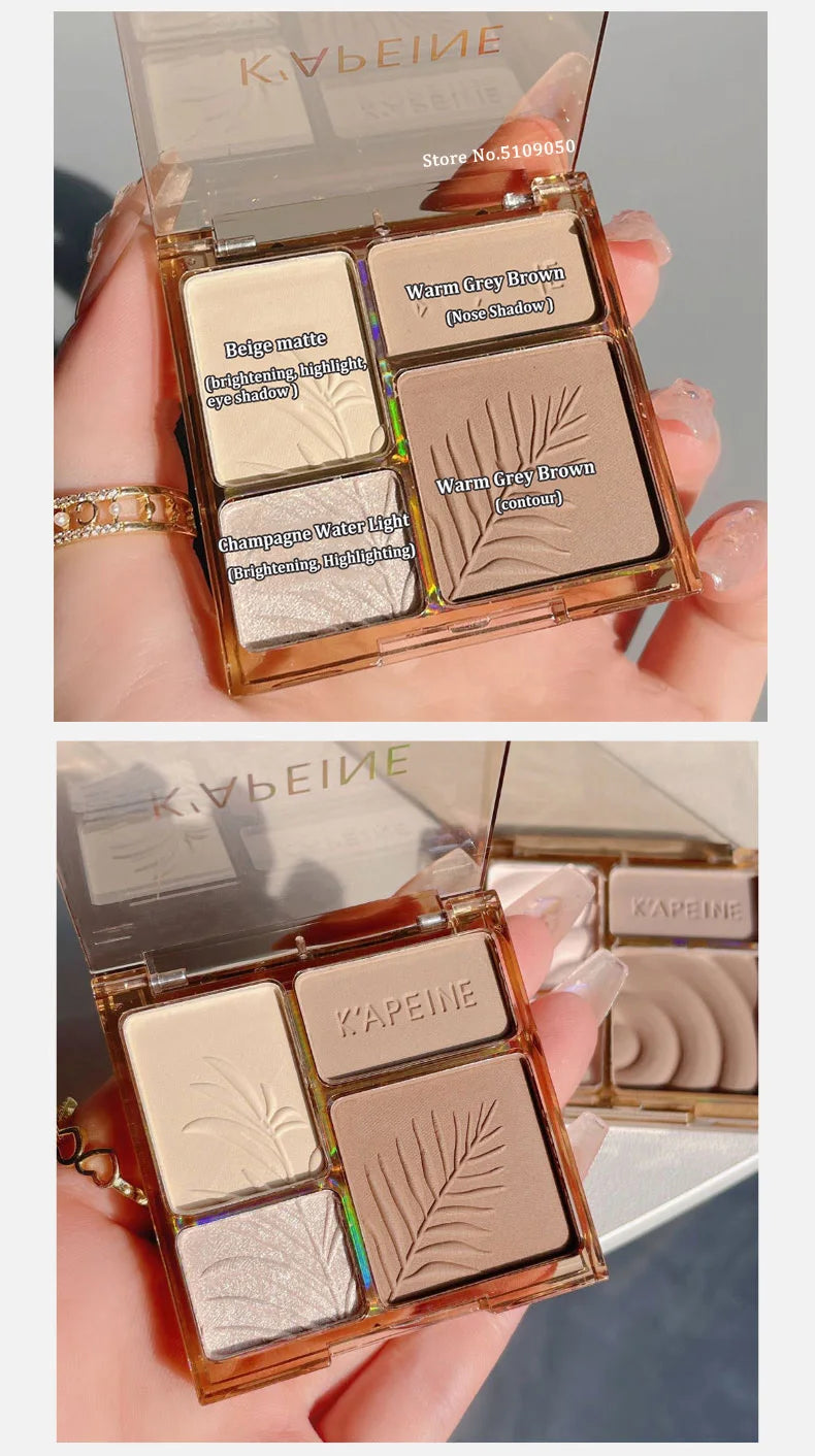 4Colors Matte Highlighter Contour 3D Facial Bronzer Brightening Glitter Highlight Palette Eye Shadow Nose Powder Makeup Cosmetic