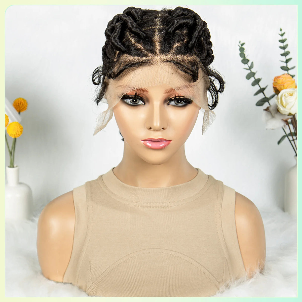 Full Lace Braided Wigs Crochet Twisted Wigs Synthetic Knotless Cornrow Transparent Lace Front Wigs for Black Women