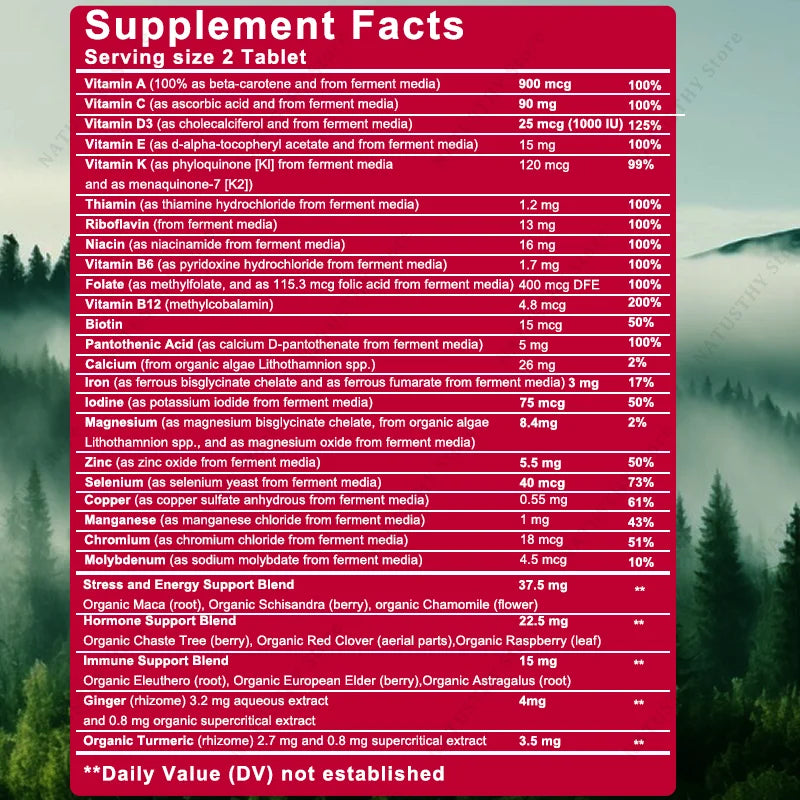 Multivitamin For Women Capsules Support Hormone Balance, Skin, Heart, Brain, Bone, Immune Health