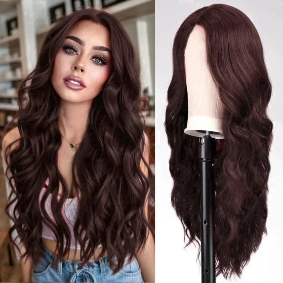 QUEENTAS 40 Inch Black Wig with Bangs Long Black Wigs for Women Synthetic Straight Hair Party Daily Wear